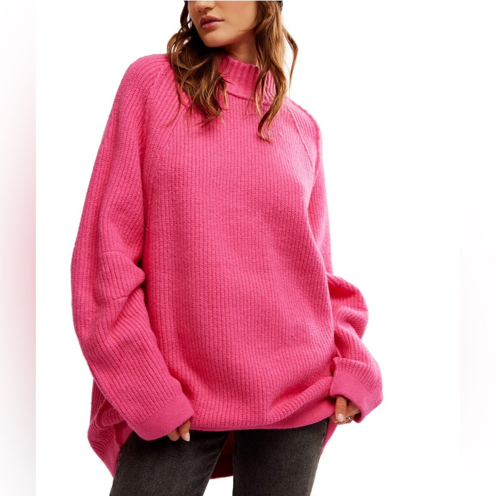 Free People sunbeam sweater pink XL New with tags! Chunky knit oversized top